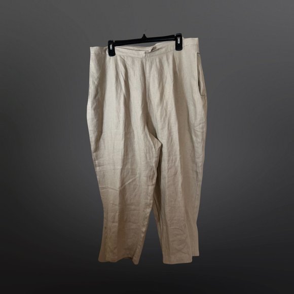 New  LINEN Crop Pants LINEA by Louis Dell’Olia Beige QVC 1x - Picture 7 of 7